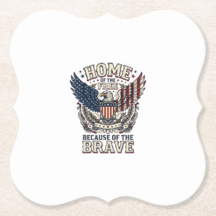 Vintage Patriotic Eagle Home of the Free Shirt_1 Paper Coaster
