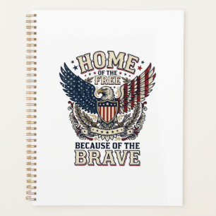 Vintage Patriotic Eagle Home of the Free Shirt_1 Planner