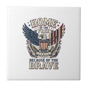 Vintage Patriotic Eagle Home of the Free Shirt_1 Tile