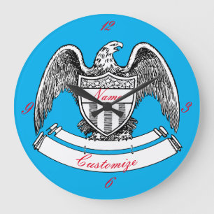 Vintage Patriotic Eagle PlaqueThunder_Cove Large Clock