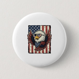Vintage Patriotic Eagle Sunglasses Shirt Design_1 6 Cm Round Badge