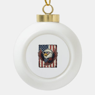 Vintage Patriotic Eagle Sunglasses Shirt Design_1 Ceramic Ball Christmas Ornament