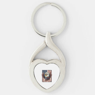 Vintage Patriotic Eagle Sunglasses Shirt Design_1 Key Ring