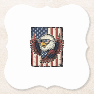 Vintage Patriotic Eagle Sunglasses Shirt Design_1 Paper Coaster