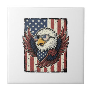 Vintage Patriotic Eagle Sunglasses Shirt Design_1 Tile