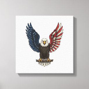 Vintage Patriotic Eagle Vector Shirt Design_1 Canvas Print