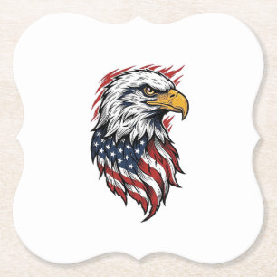 Vintage Patriotic Eagle Vector Shirt Design_1 Paper Coaster