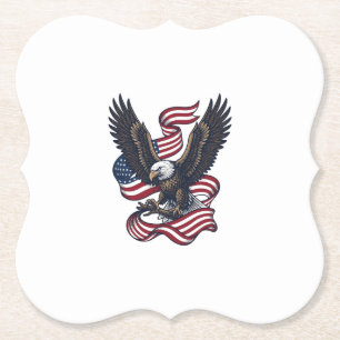 Vintage Patriotic Eagle Vector Shirt Design (2)_1 Paper Coaster