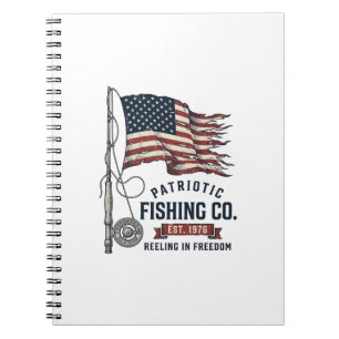 Vintage Patriotic Fishing Flag Vector Design_1 Notebook
