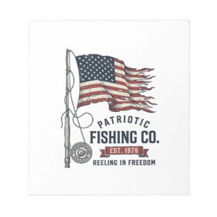 Vintage Patriotic Fishing Flag Vector Design_1 Notepad