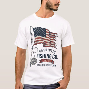 Vintage Patriotic Fishing Flag Vector Design_1 T-Shirt