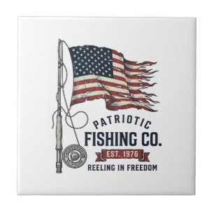Vintage Patriotic Fishing Flag Vector Design_1 Tile