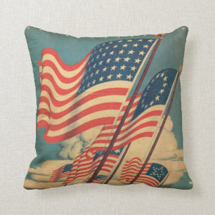 Vintage Patriotic Flag Pillow