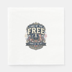 Vintage Patriotic Football Land of the Free Shirt_ Napkin