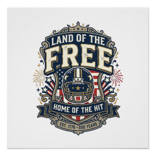 Vintage Patriotic Football Land of the Free Shirt_ Poster
