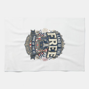 Vintage Patriotic Football Land of the Free Shirt_ Tea Towel