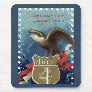 Vintage Patriotic Fourth of July, Eagle with Stars Mouse Mat
