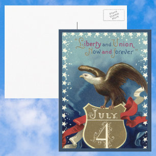 Vintage Patriotic Fourth of July, Eagle with Stars Postcard