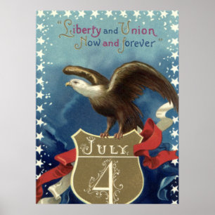 Vintage Patriotic Fourth of July, Eagle with Stars Poster