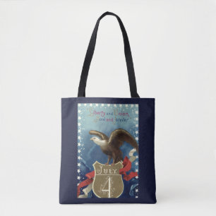 Vintage Patriotic Fourth of July, Eagle with Stars Tote Bag