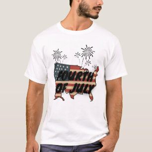 Vintage Patriotic Fourth of July USA Map Design T-Shirt