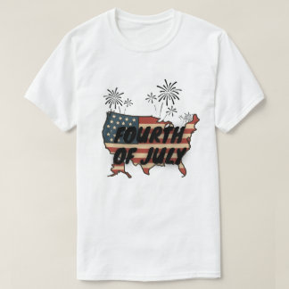 Vintage Patriotic Fourth of July USA Map Design T-Shirt