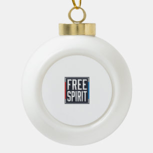 Vintage Patriotic Free Spirit Box Graphic Design_1 Ceramic Ball Christmas Ornament