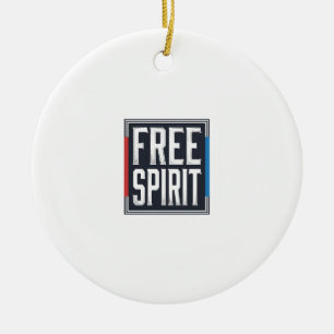 Vintage Patriotic Free Spirit Box Graphic Design_1 Ceramic Tree Decoration
