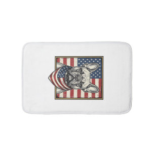 Vintage Patriotic French Bulldog Flag Bath Mat