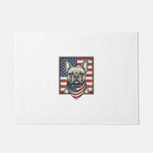 Vintage Patriotic French Bulldog Flag Doormat