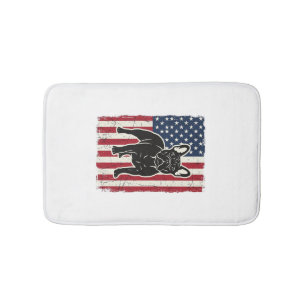 Vintage Patriotic French Bulldog Flag Shirt_1 Bath Mat