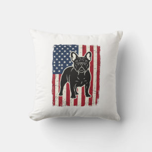 Vintage Patriotic French Bulldog Flag Shirt_1 Cushion