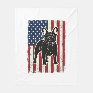 Vintage Patriotic French Bulldog Flag Shirt_1 Fleece Blanket