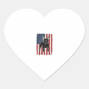Vintage Patriotic French Bulldog Flag Shirt_1 Heart Sticker