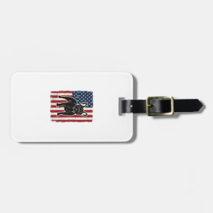 Vintage Patriotic French Bulldog Flag Shirt_1 Luggage Tag