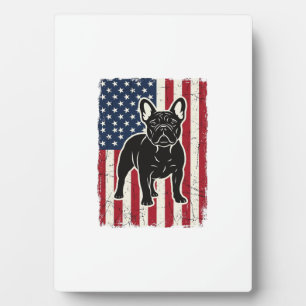 Vintage Patriotic French Bulldog Flag Shirt_1 Plaque