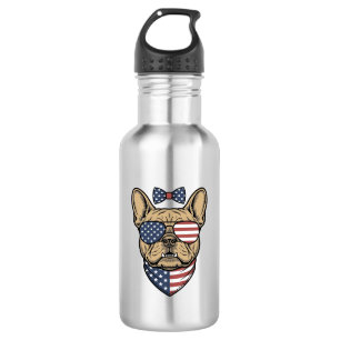 Vintage Patriotic French Bulldog Vector Art_1 532 Ml Water Bottle