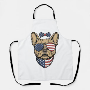 Vintage Patriotic French Bulldog Vector Art_1 Apron