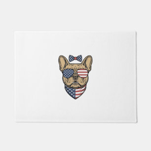 Vintage Patriotic French Bulldog Vector Art_1 Doormat