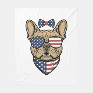 Vintage Patriotic French Bulldog Vector Art_1 Fleece Blanket