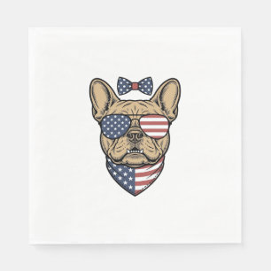 Vintage Patriotic French Bulldog Vector Art_1 Napkin