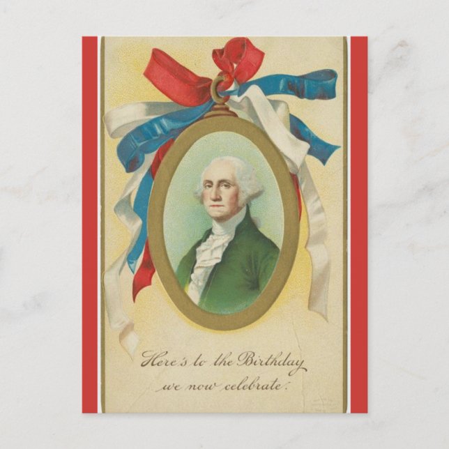 Vintage Patriotic George Washington's Birthday Postcard (Front)