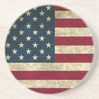Vintage Patriotic Grunge USA American Flag Coaster