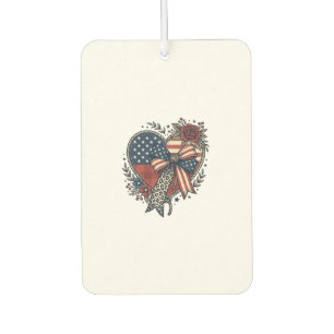 Vintage Patriotic Heart Bow Floral Shirt Design_1 Car Air Freshener