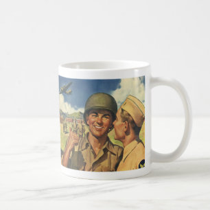 Vintage Patriotic Heroes, Military Aeroplane Men Coffee Mug