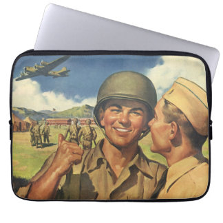 Vintage Patriotic Heroes, Military Aeroplane Men Laptop Sleeve