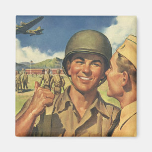 Vintage Patriotic Heroes, Military Aeroplane Men Magnet