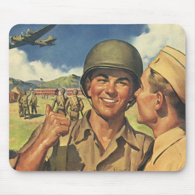 Vintage Patriotic Heroes, Military Aeroplane Men Mouse Mat (Front)