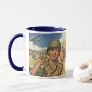 Vintage Patriotic Heroes, Military Aeroplane Men Mug