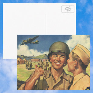 Vintage Patriotic Heroes, Military Aeroplane Men Postcard